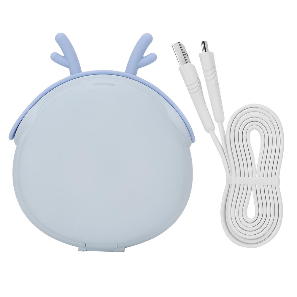 3000mAh Portable USB Power Bank Charger Makeup Mirror with Lights Girl GiftBlue blu