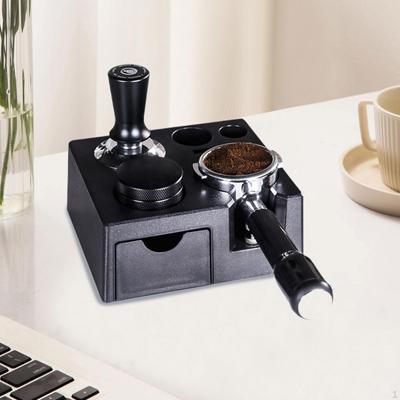 Organizér na espresso tamper stanici, multifunkční držák portafiltru 49/51/54/58 mm, černý protiskluzový