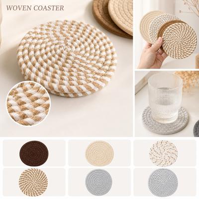 Round Woven Set of 4 11cm Diameter Table for Cups Mugs Glasses Bowls Home Kitchen Decor