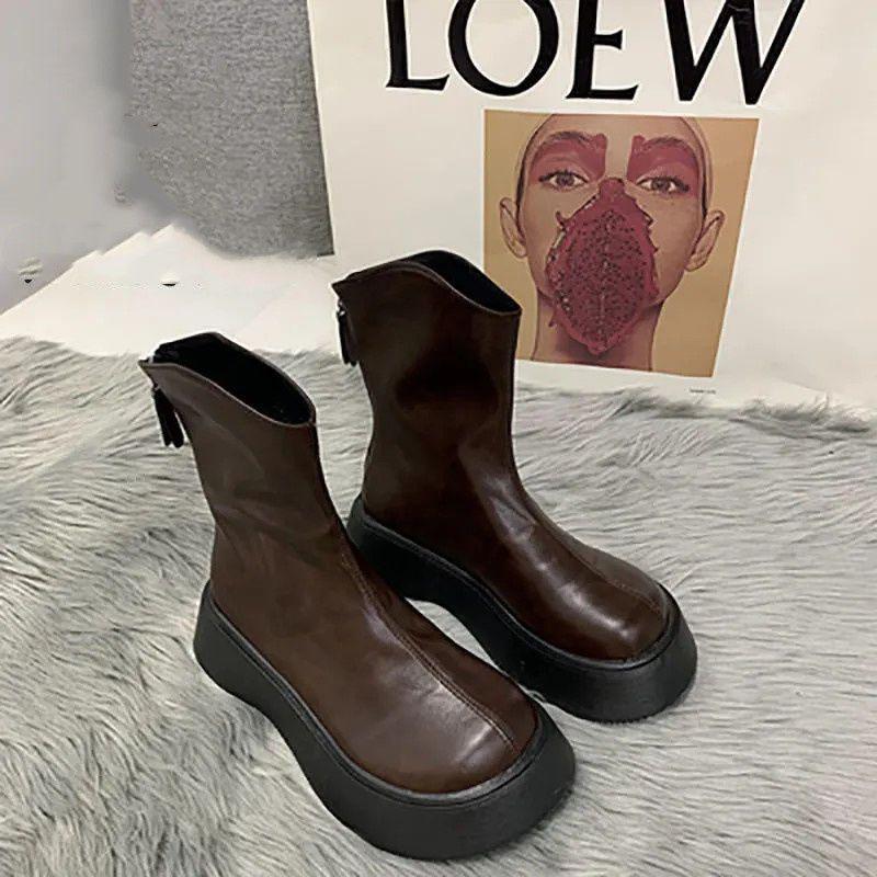 Spring and Autumn New Internet Celebrity Versatile Martin Boots Children 2025 Muffin Thick Sole After Zipper Thin Short Boots Ins Tide