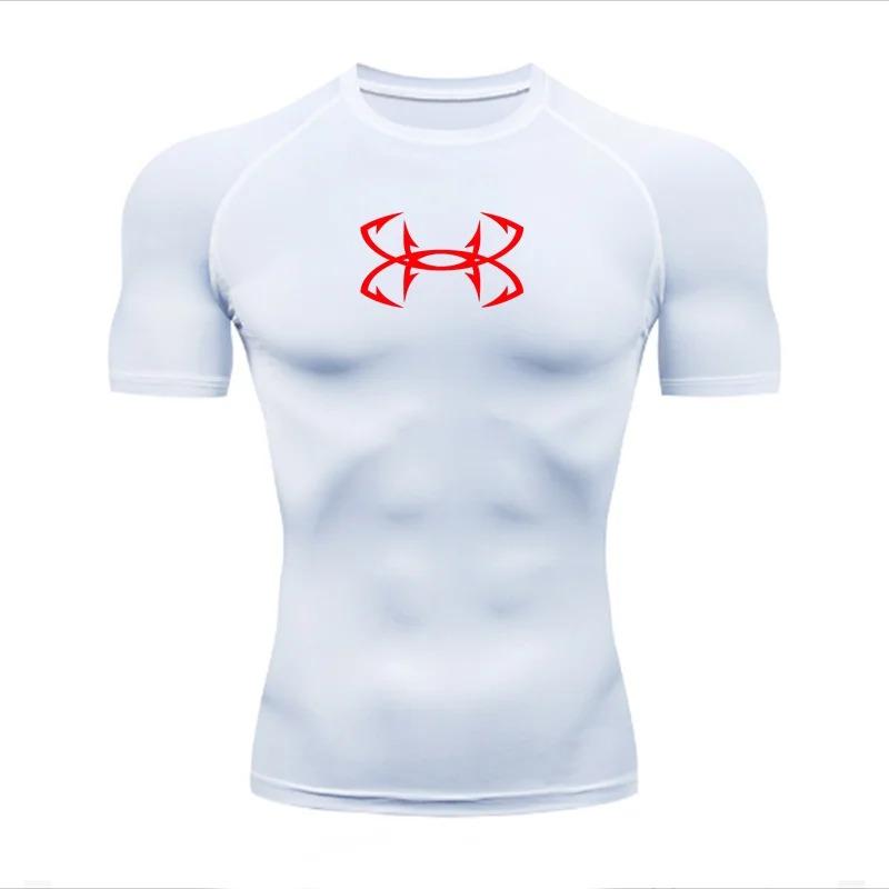Tight T-shirt for Men's Short Sleeve Sports Fitness Running Sporter Gym Fashion Drying Workout High Elasticity Breathable Sweat-Resistant