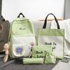 School bag women's new cute little fresh junior high school student campus backpack women's five-piece backpack