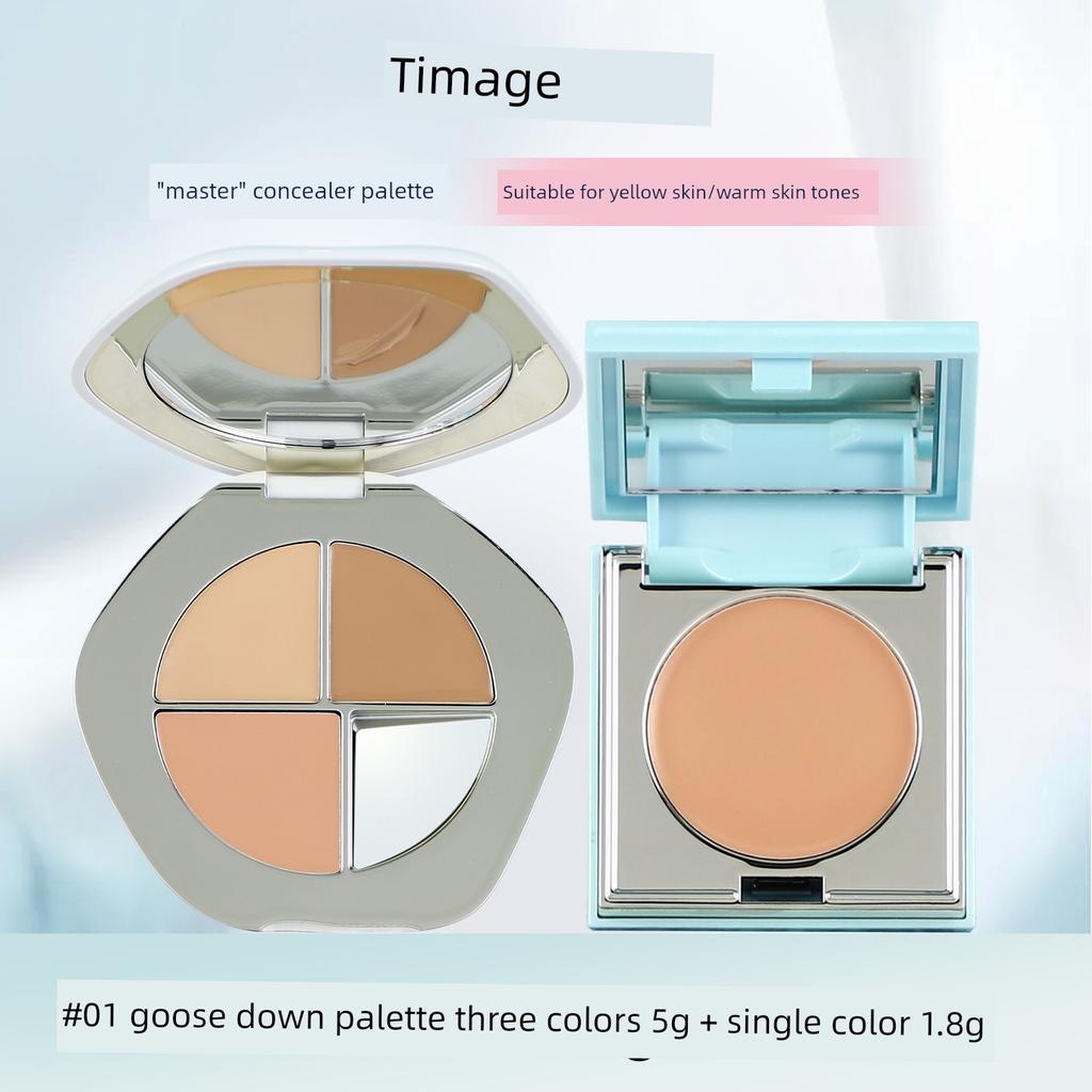 Caitang Three-Color Concealer Palette in Salmon Color to Cover Spots, Acne Marks, Dark Circles, and Brighten Tear Troughs and Nasolabial Folds