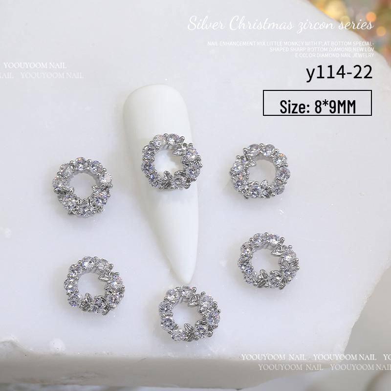 

Christmas Zircon Wreath & Bow Nail Art Charms