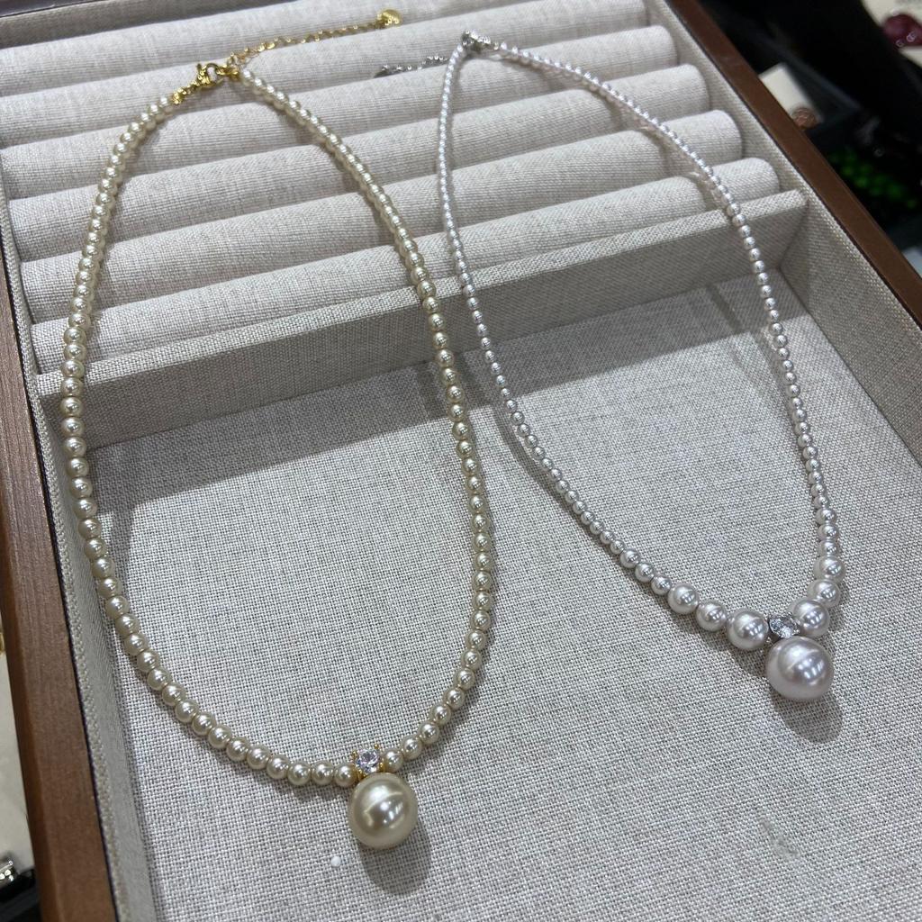 French Flash Diamond Millet Bead Pendant Necklace Female Elegant Collarbone Chain Temperament High-End Neck Chain