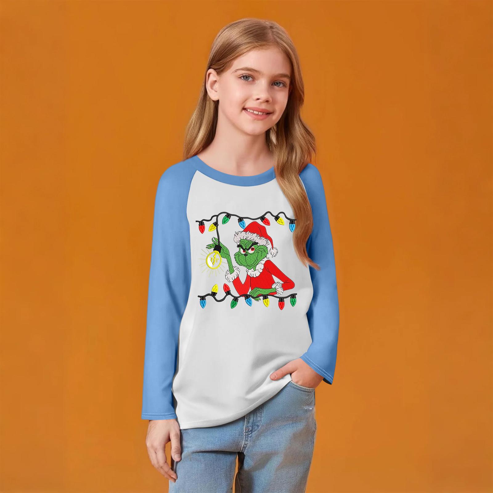 

Детский модный удобный пуловер с рождественским принтом на шее, топ с длинным рукавом 150