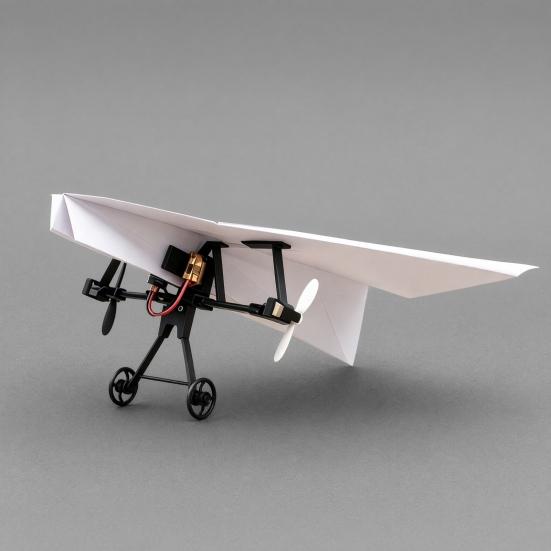 Kit de Avião de Papel com Controle Remoto yangyizhi com Estabilizador Giroscópico, Módulo de Potência Elétrica RC DIY, Hélices Duplas, Transmissor Lançador de Aeronave