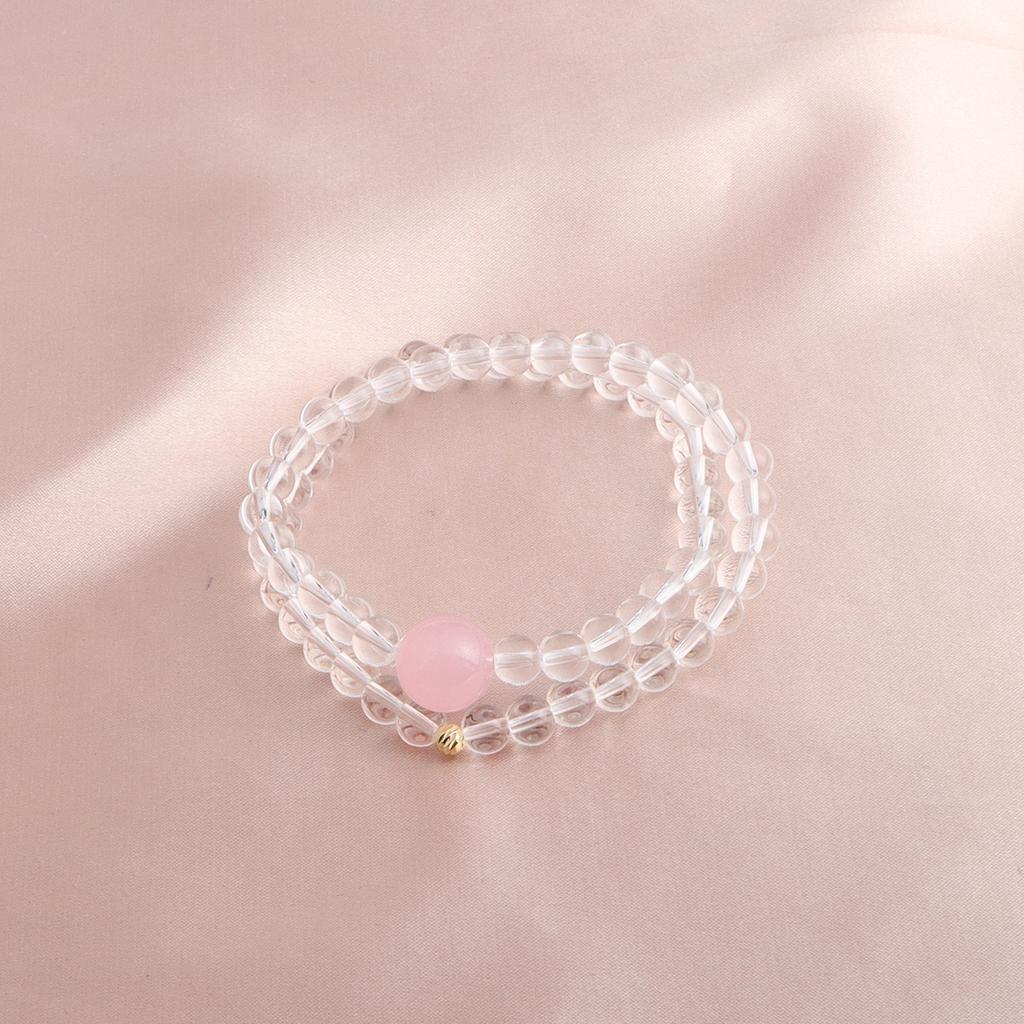Bracelet Double Circle Natural White Moonlight Aquamarine Powder Crystal Tiger 4 Eyes Amethyst Bracelet Tide Versatile Live
