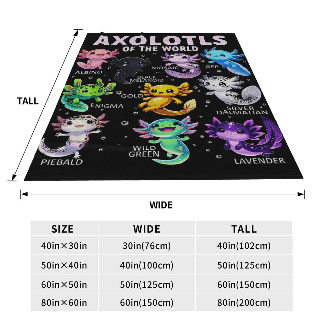 Axolotl Kawaii Axolotls Of The World Axolotl Animals Flannel Blanket Vintage Throw Blanket for Home 125*100cm Bedspreads