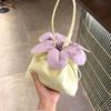 Bow Printed Flower Drawstring Handbag Polyester Storage Bag Vintage Polka Dot Tote Bag  Shopping