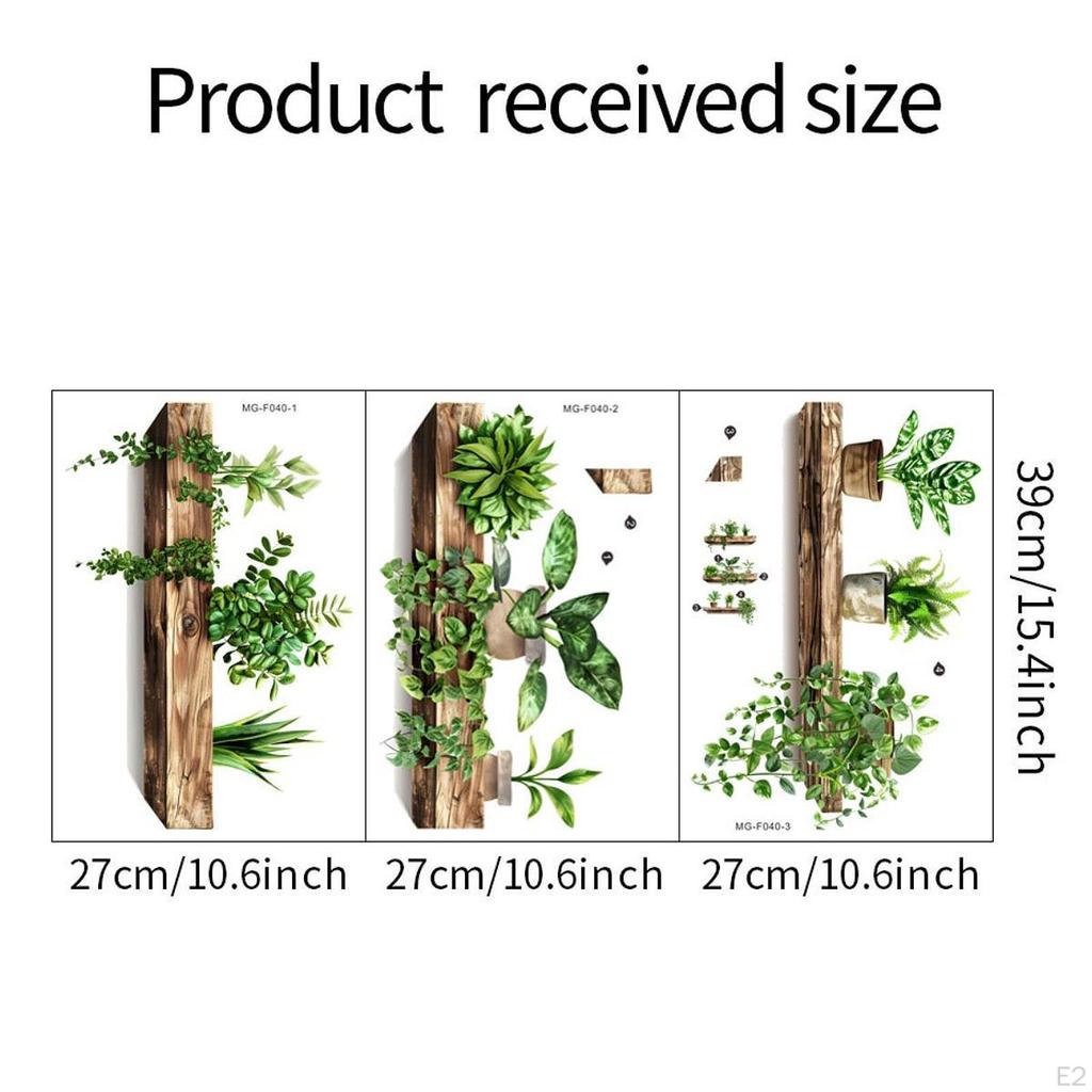 Green Plant Wall Stickers,Removable,Home Decor,Self Paste Realistic Peel and Sticky Decal for