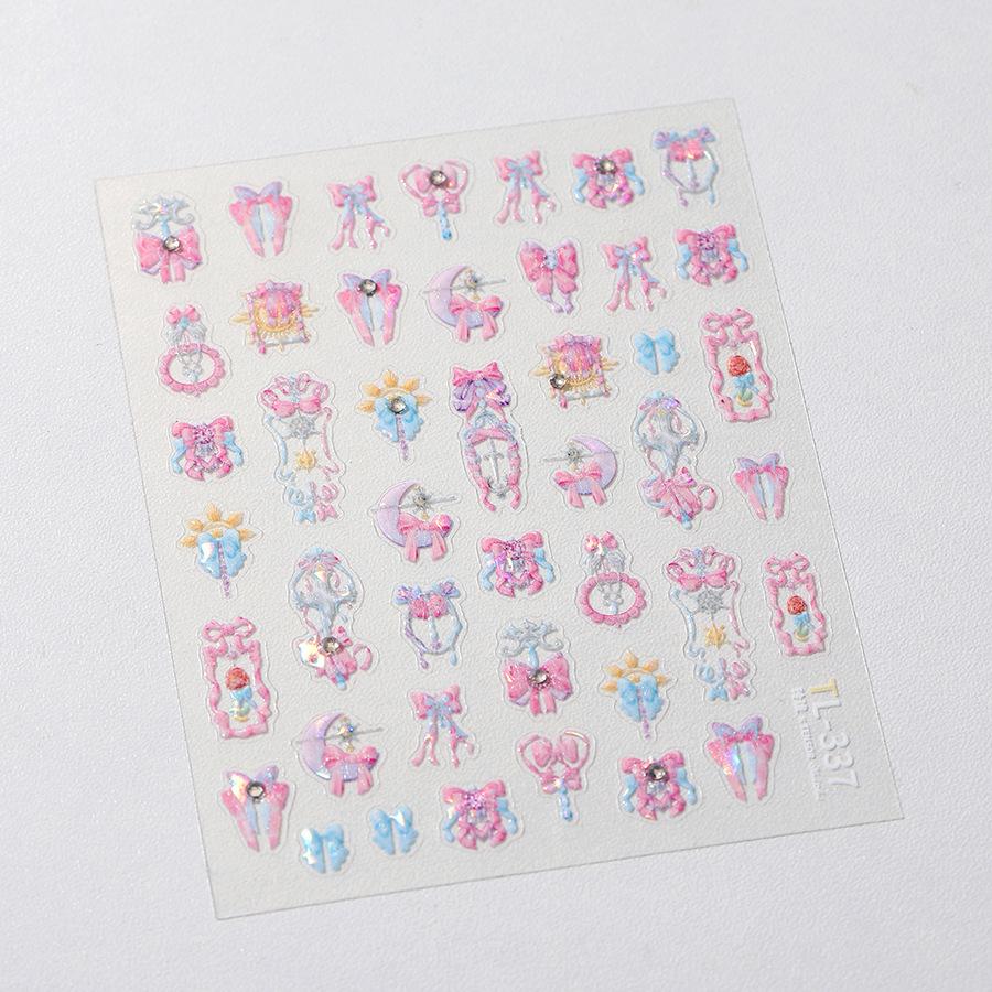 Halloween Nails Sticker 5D Embossed Cartoon Nail Art Stickers Retro Rabbit Self Adhesive Stickers For Nails DIY Manicure Decals