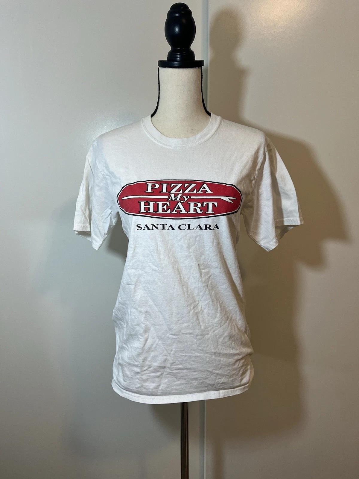 

White Pizza My Heart Santa Clara T Shirt Unisex Small S