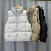Women Autumn Winter Light Weight Thermal Seamlessly Down Vest Sleeveless Stand Collar White Duck Down Jacket Vest Rivet Pocket