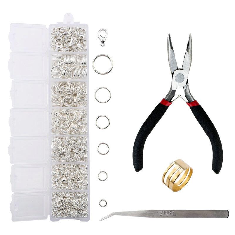 A Set Jewelry Findings Tool Set Open Jump Rings,Jewelry Pliers, Lobster Clasps hooks, jewelry tweezers Jewelry Making Supplies