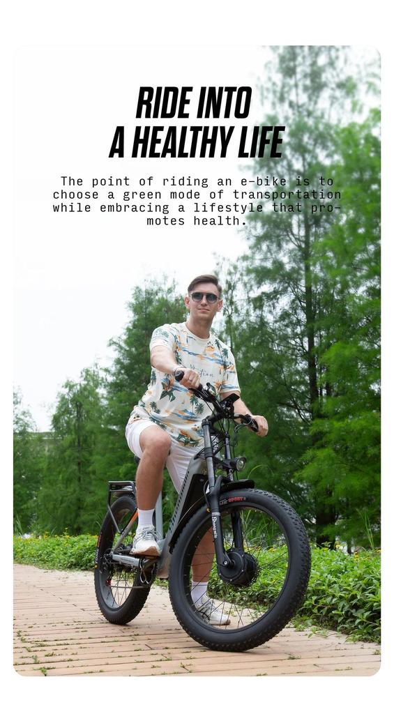 Shengmilo Mx06 Pro Electric Bike 2000W Dual Motor Electric Bicycle Fat Bike Electric 26" E-bike 48V 17.5AH Battery Ebike