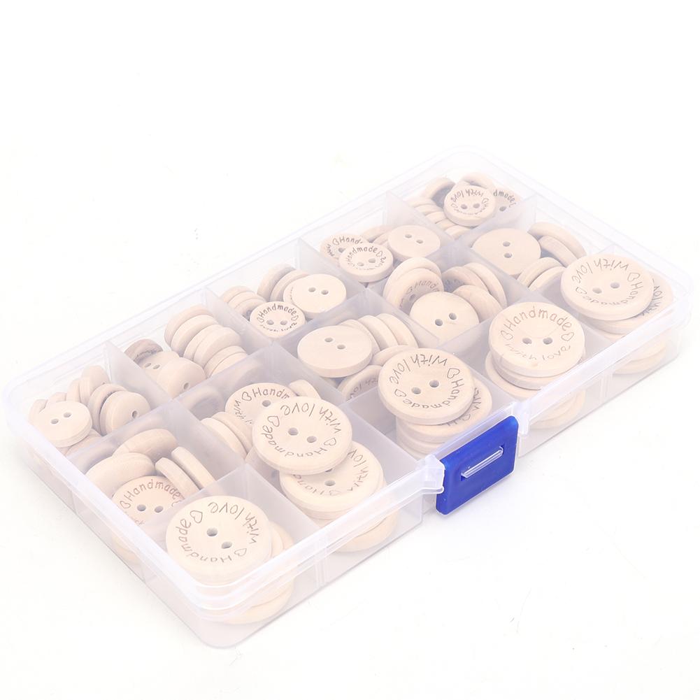 

Деревянные пуговицы с двумя отверстиями 15мм20мм25мм DIY Швейные аксессуары для одежды с коробкой для храненияСмешанные