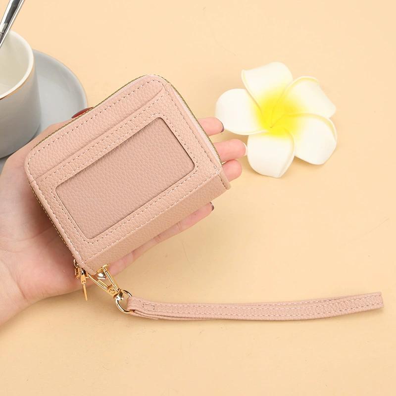 Rfid Card Holder Double Zipper Women Wallet Pu Leather Organ Card Bag Purse Large Capacity Multi-Solt Bank Card Cover Business Card Clip With Window