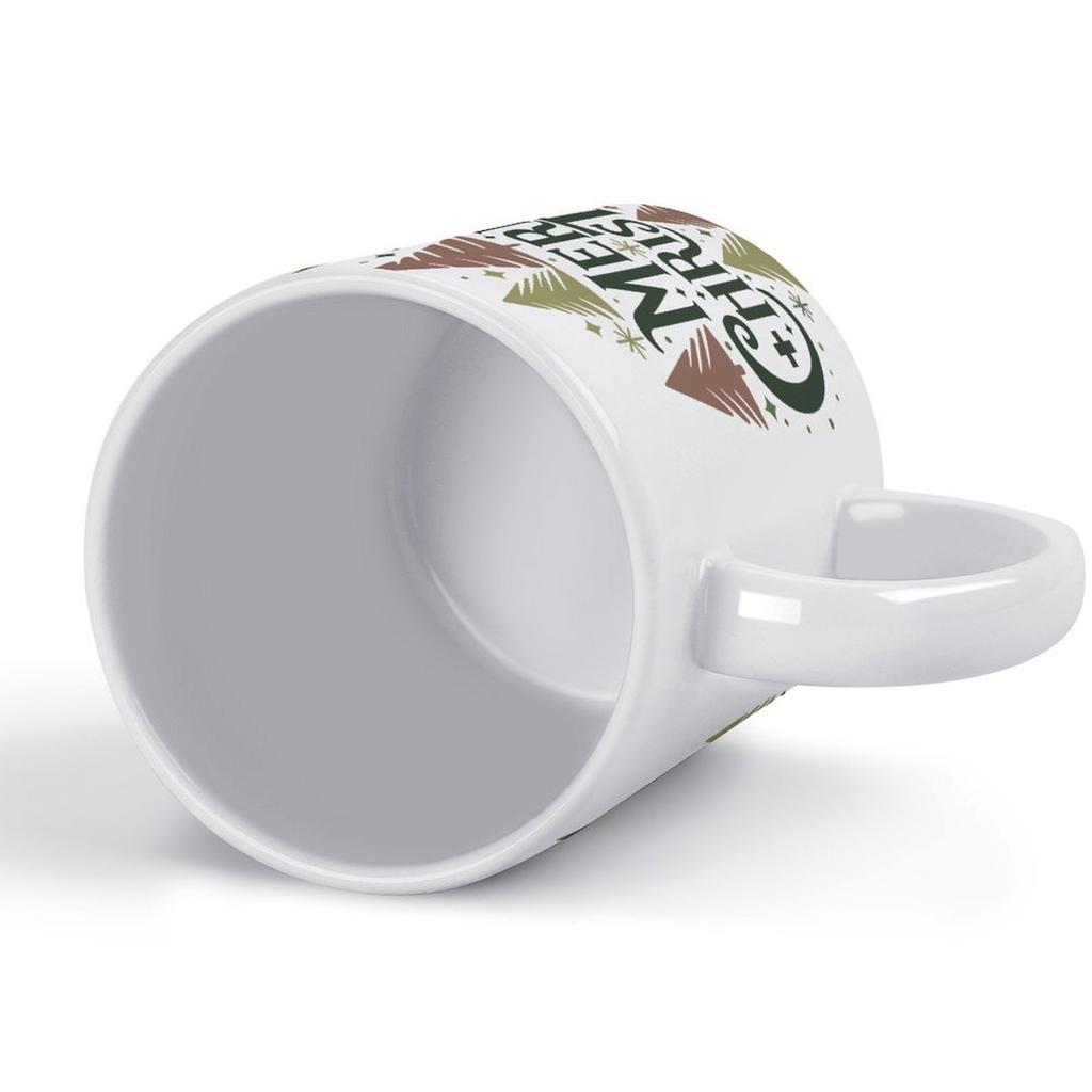 1pc 11oz Blank Ceramic Coffee Mug, Double-sided Printed Cup, Neat Glaze Surface, Long Lasting Durability, Everyday Coffee Tea Drinkware