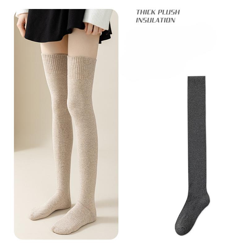 Thick Plush Pairs 2 Solid Lined Thigh High Stockings Warm Slim Fit Over The Knee Socks For Fall Winter Womens Stockings Hosiery