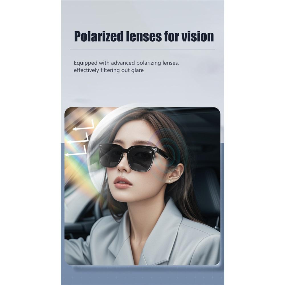 Smarte Bluetooth-Audiobrille, Musik hören und hochauflösende Anrufe führen, polarisierende Anti-UV-Gläser, bequeme Sonnenbrille