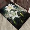 Elegant White Lily Rug for Living Room DecorFloral Area Rugs, Home Interior Design Ideas Anti slip carpet can be machine washed
