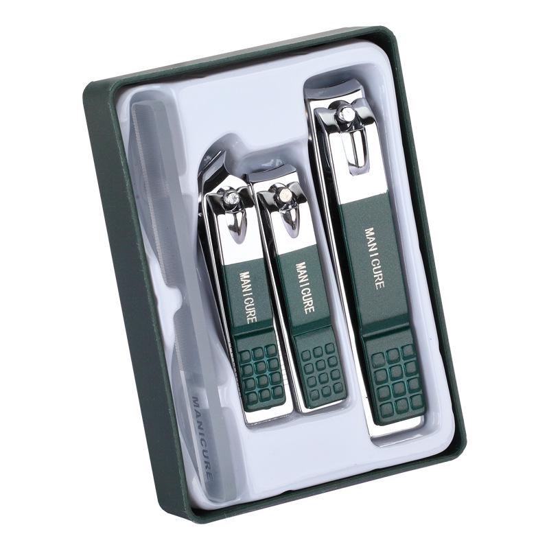Dark Green Nail Clipper & File Set - 4-Piece Manicure Tools