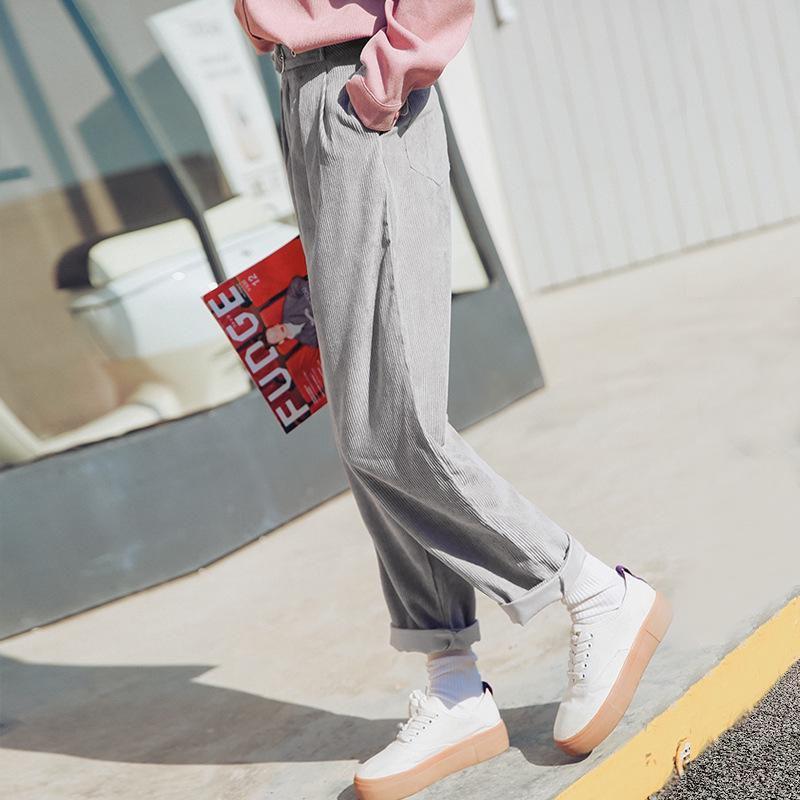 Cotton Blend Womens Pants With Slim Fit And High Waist For Casual Wear