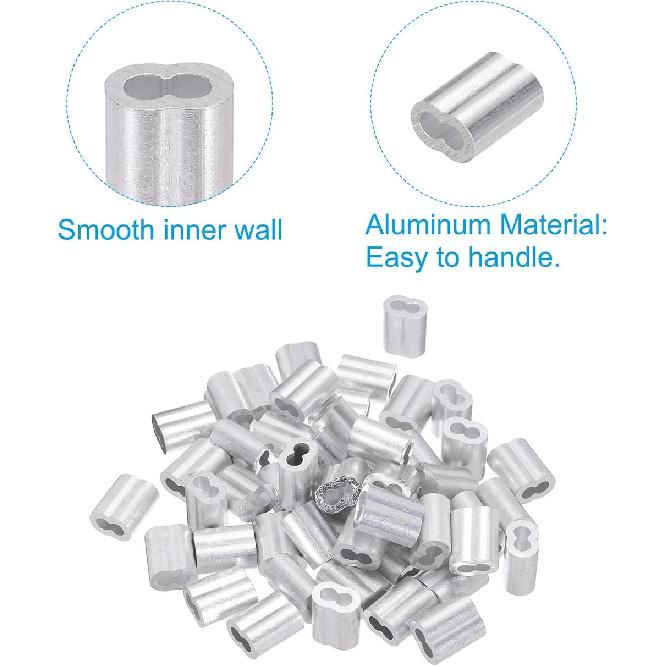 1-100Pcs Double Hole Cable Crimp Sleeve M1 to M12 Wire Ferrules 8-Shape Aluminum Cable Stopper Crimp Rope Hardware Accessories