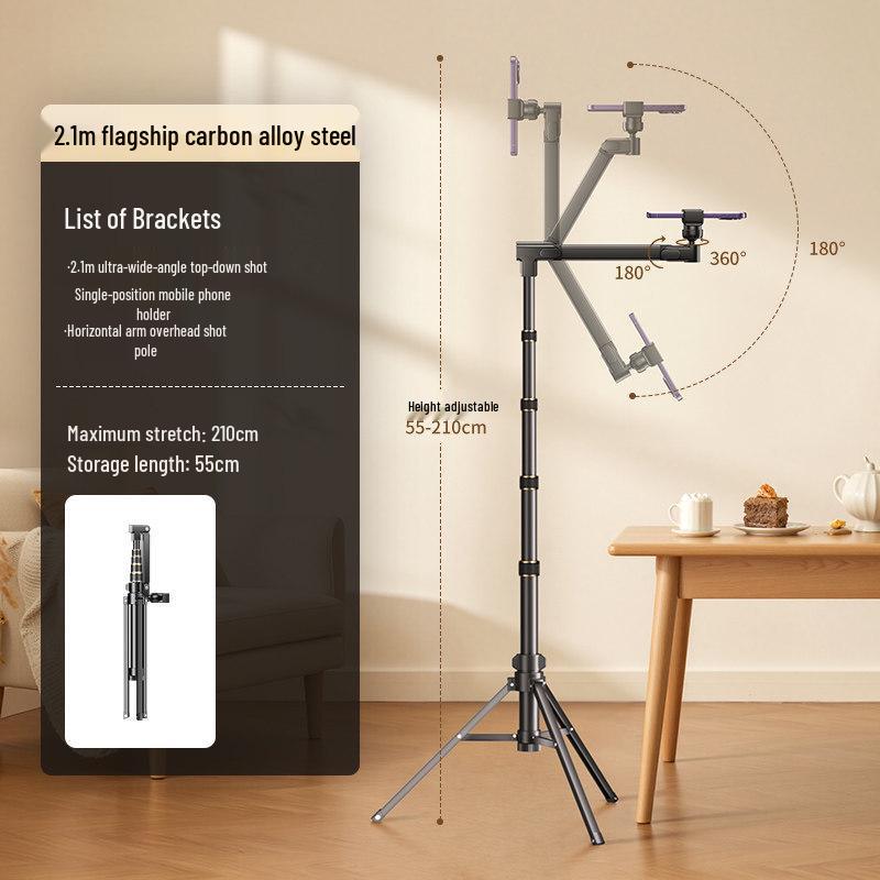 2026 Multi-functional Phone Holder Floor Tripod for Live Streaming and Outdoor Top-down Shooting