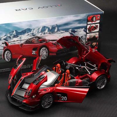 Druckguss-Goldauto, Modell 1:18 Pagani Cabrio-Sportwagen mit sanftem Sound und Rückzieh-Spielzeugauto, Musikmodell, Ornamentsammlung, Geschenk für Jungen