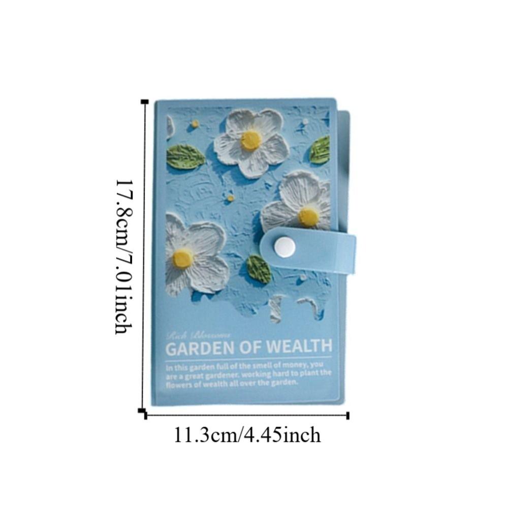 Flower Printed Button Notebook for Money Anti-splash Water PVC Savings Book  50 Sheets