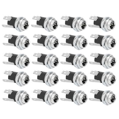 20Pcs DC Power Supply Female Jack Socket W 5.5x2.1MM Thread Nut Panel Mount Connector DC025M