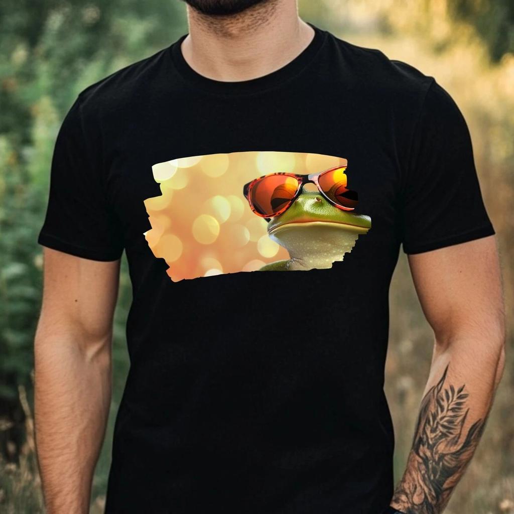 T-Shirt Herren Frosch mit Sonnenbrille Motiv Baumwolle Größe XS bis 5XL