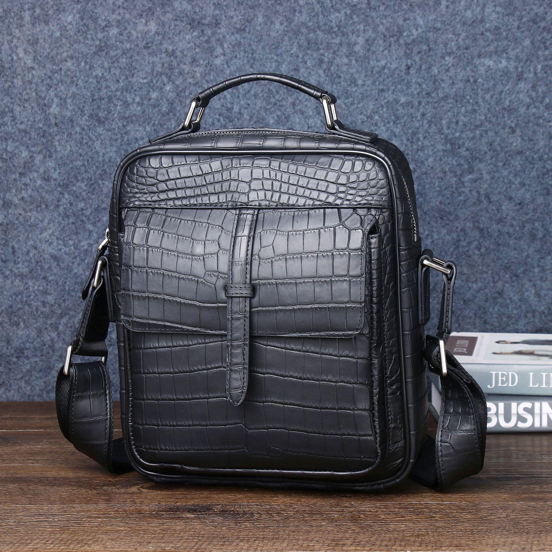 

Мужская одноплечевая сумка кроссбоди цвета тумана с узором крокодилового живота, модная мужская сумка для улицы, ручная сумка кроссбоди, деловой рюкзак