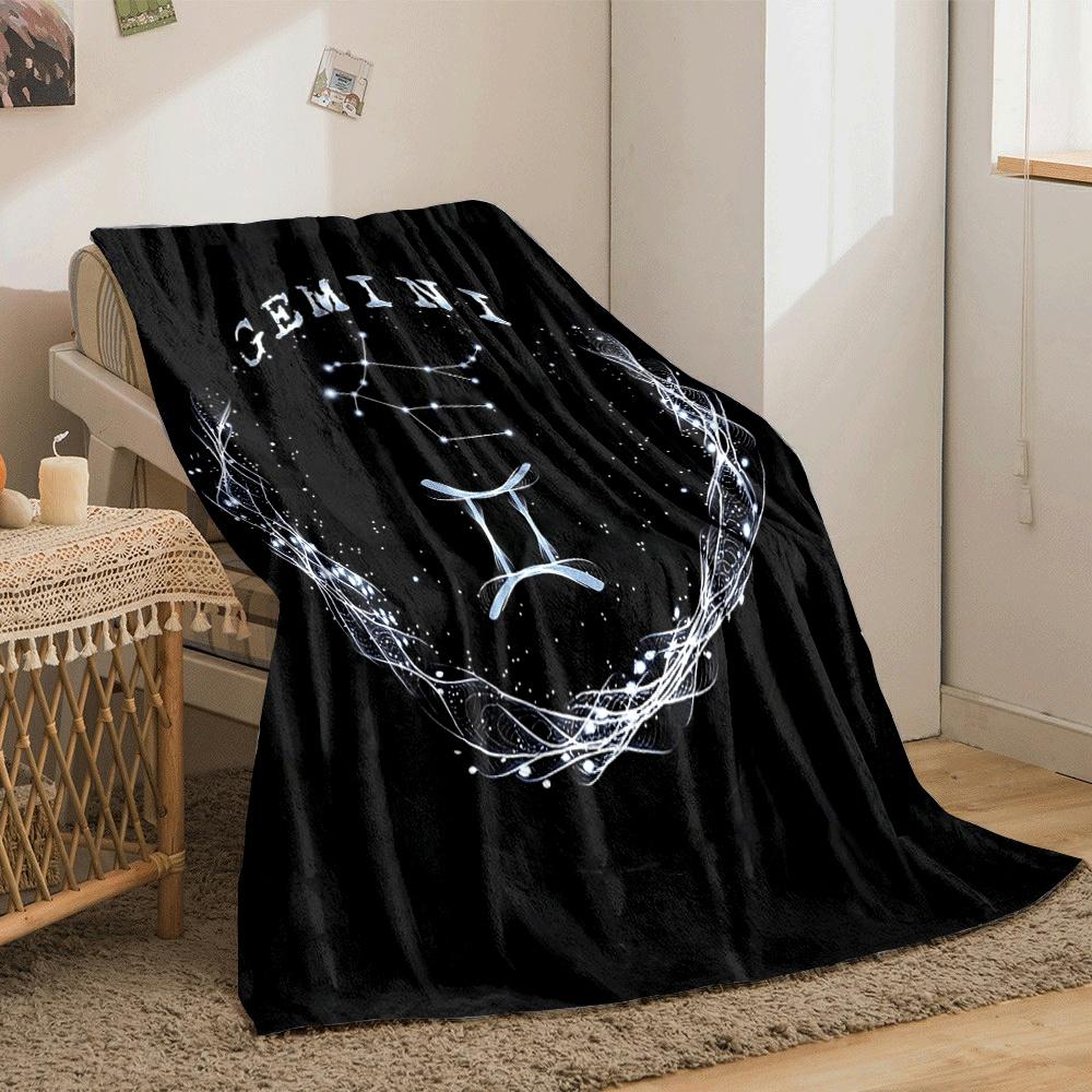 A Glowing Gemini Zodiac Design Featuring Constellation and Symmetrical Curves. for All Seasons Blanket Lunch Break Throw Gift