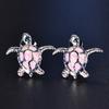Cute Sea Turtle Stud Earrings For Women Fashion Imitation Blue Fire Opal Stud Earrings For Women Wedding Band Jewelry Gifts