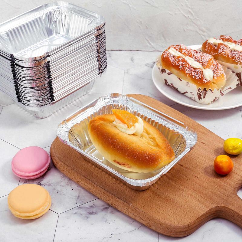 40pcs Aluminum Foil Tray Takeaway Food Packaging Container Aluminum Pan With Lids Disposable Food Storage Containers For Cooking