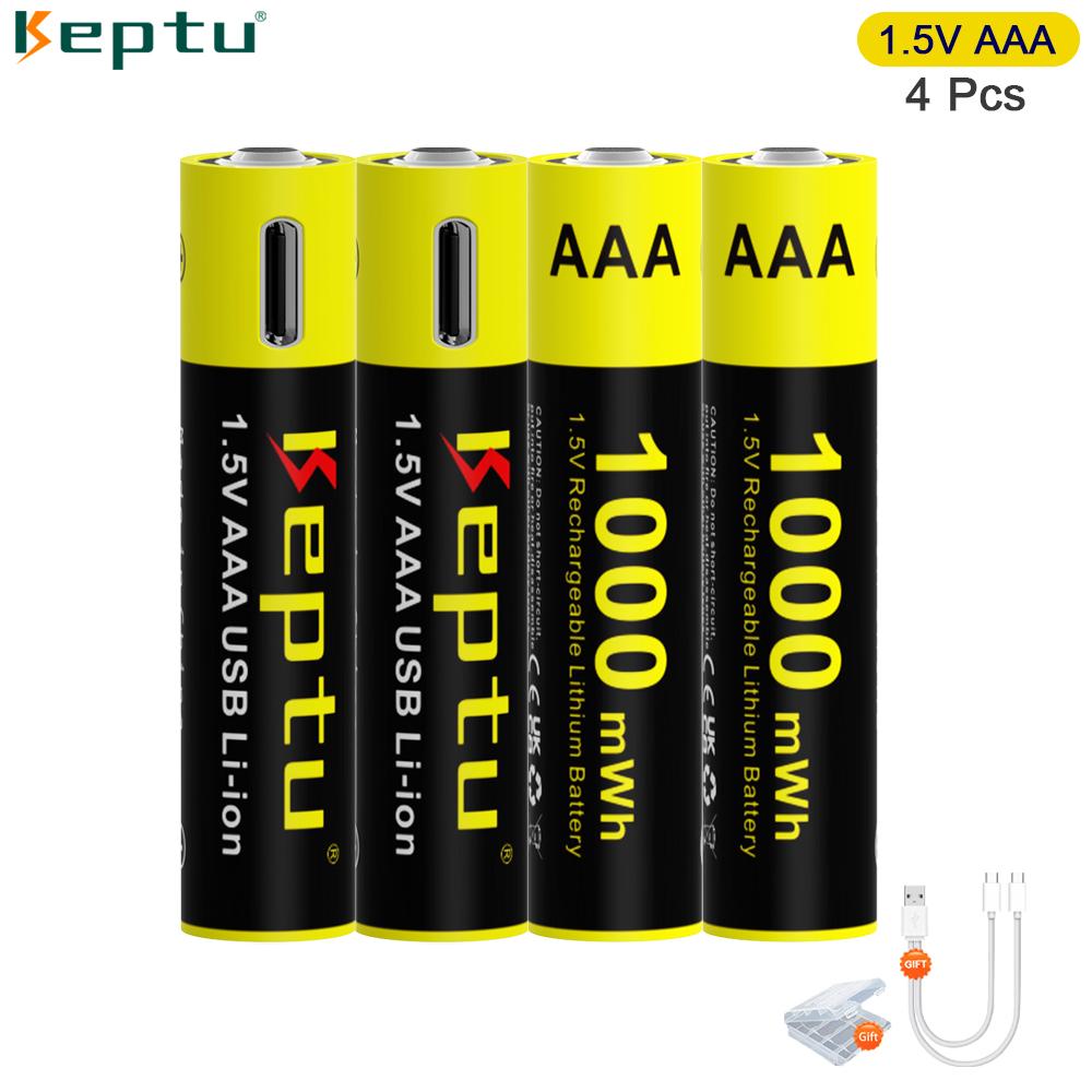 KEPTU 1000mWh 1.5V AAA Rechargeable Li-Ion Battery AAA 3A Bateria Batteries for Camera Toy Car Clocks Computer Motherboard