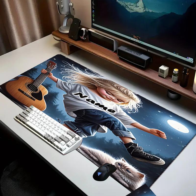 1PC Custom Name Night Sky Guitar Dreams Mouse Pad, Keyboard and Mouse Desk Pad, for Computer Notebook Birthday Gift For Any Room Or Office
