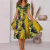 Long dress casual V-neck pendulum bohemian short-sleeved dress