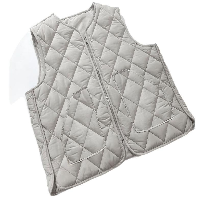 Crew neck quilted warm windproof vest down cotton vest cotton top warm jacket new autumn and winter