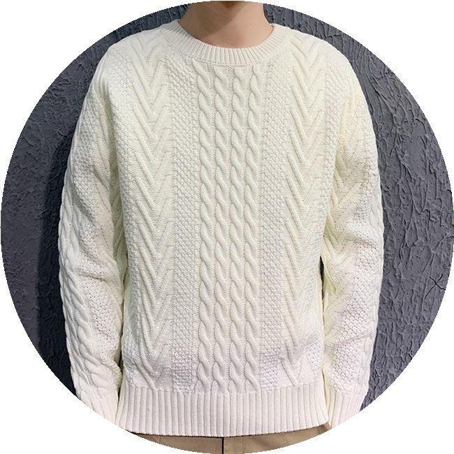2025 AutumnWinter Men s Chunky Cable Knit Sweater Cardigan - Korean Style Loose Knitwear for Couples L for 110-130 lbs 3349₽