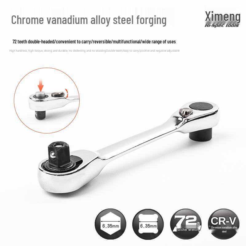 New Bi-Directional Mini Ratchet Wrench: 2-in-1 Socket & Screwdriver Handle