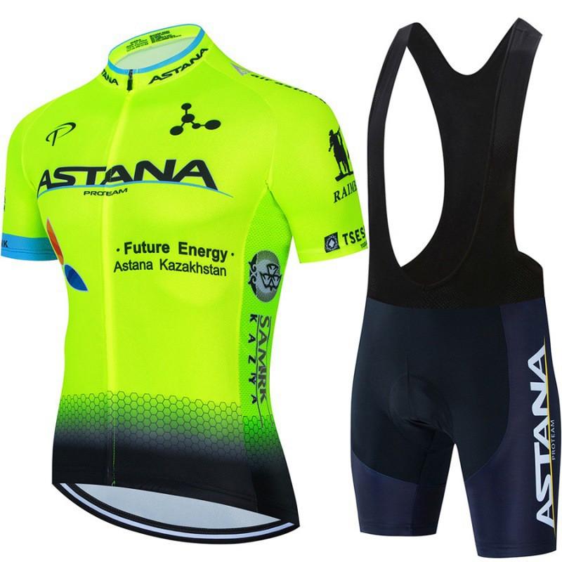 Mens Cycling Bib Shorts Set With Short Sleeve Jersey Breathable Sportwear Road Bike Riding