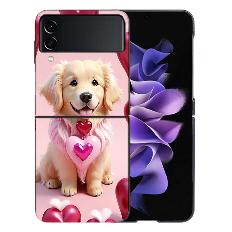 Lovely Puppy Heart Dogs Coque For Samsung Z Flip7 6 Galaxy Case Shockproof Z Flip5 Z Flip3 4 5G Hard Cover Phone TPU PC Hard Fu