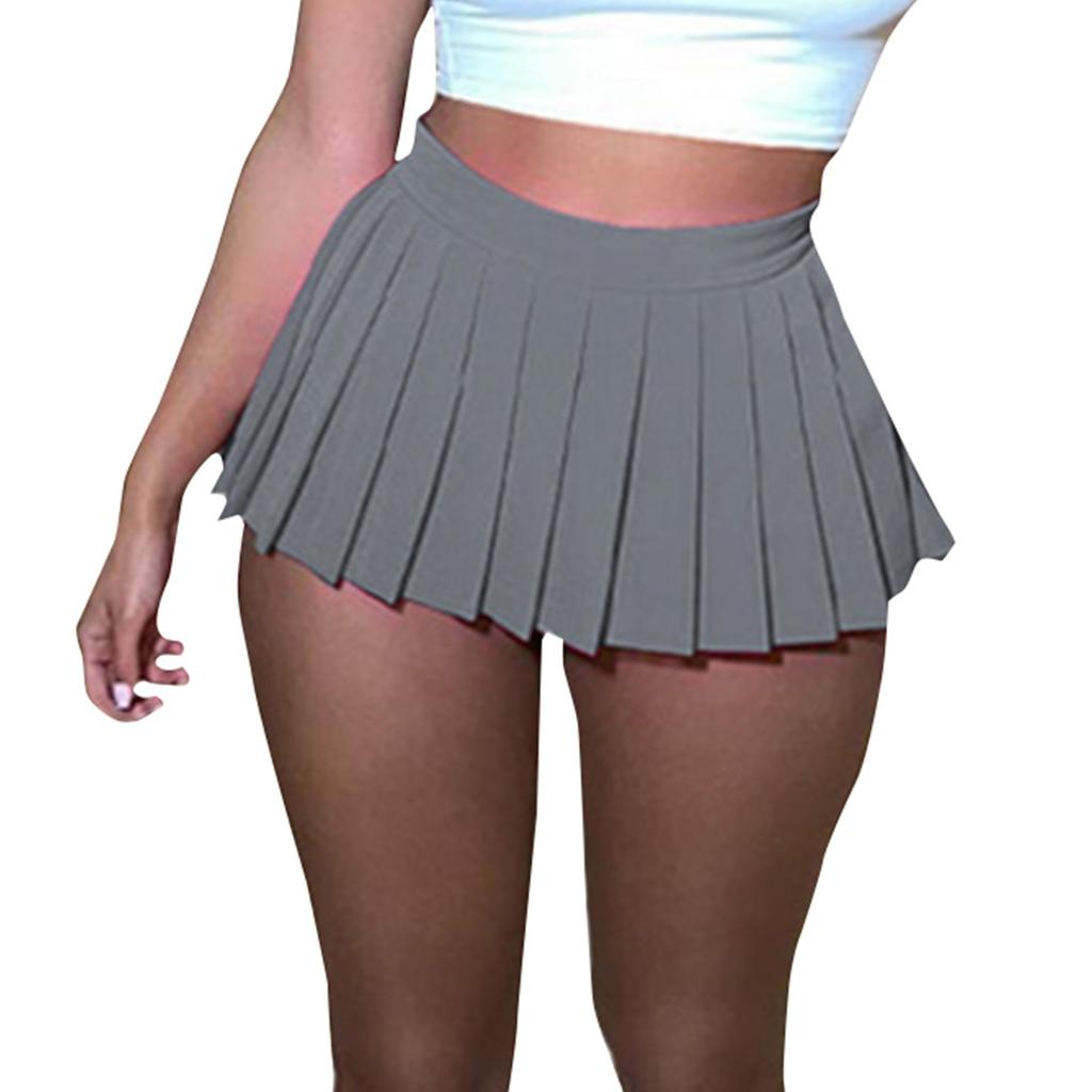 Damen Sommer Täglich Einfarbig Sexy Kurzer Faltenrock