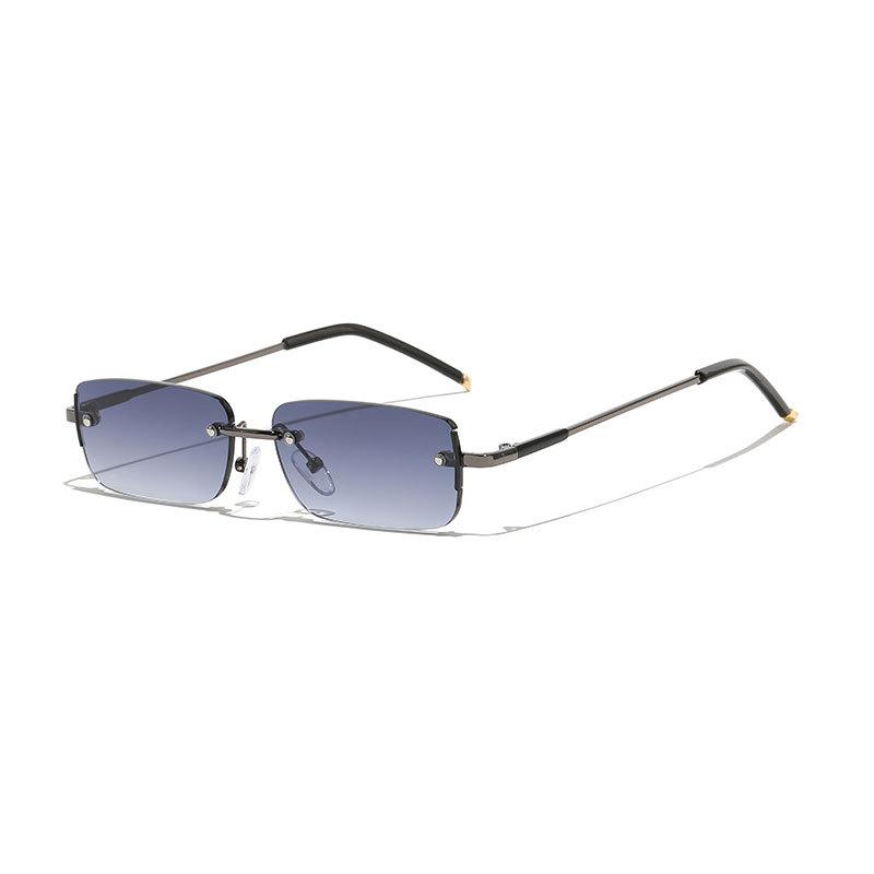 Stylish senior sense frameless small frame sunglasses female Internet celebrities ins street photography trend UV protection sunglasses male