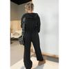 Frühlings- und Herbst-Jumpsuit-Hoodie-Set für Damen, einfarbig, lässiger Anzug, Kapuzenoberteil, elastischer Bund, Knöchellange Hose, Neue Mode