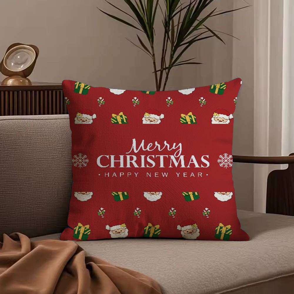

Merry Christmas Art Pillow Case Anti-dustmite Pillowcase Invisible zipper silky short plush Sofa cushion cover 30X30cm